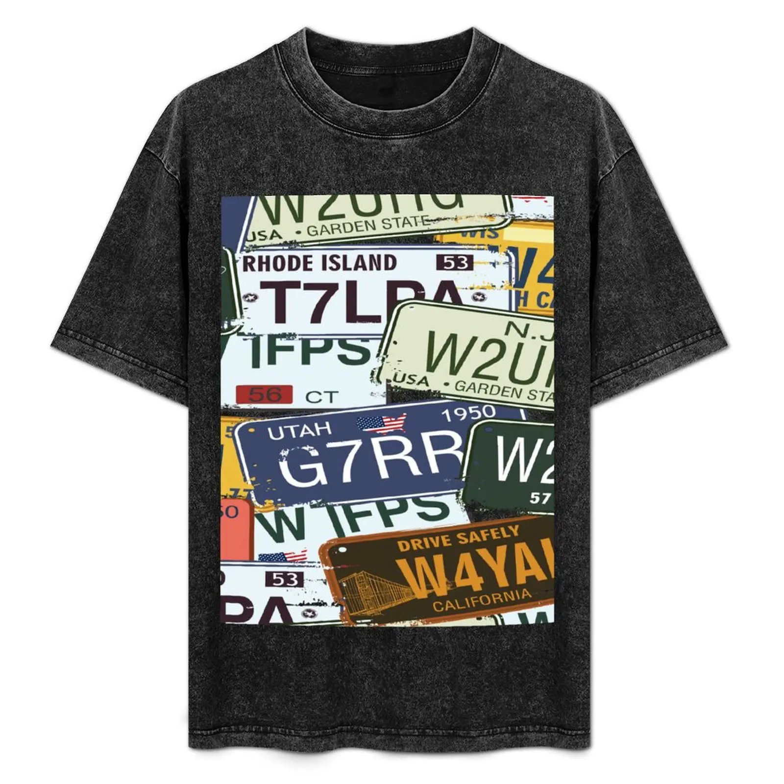 

Old American Car Licence Plates T-Shirt Casual Loose Daily Wear T-Shirt
