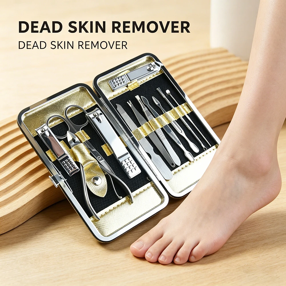Set de Manicura y Pedicura, Cortaúñas para Uñas Encarnadas, Empujador de Cutículas y Lima para Pies para Eliminar Piel Muerta, Uso en Casa o Salón