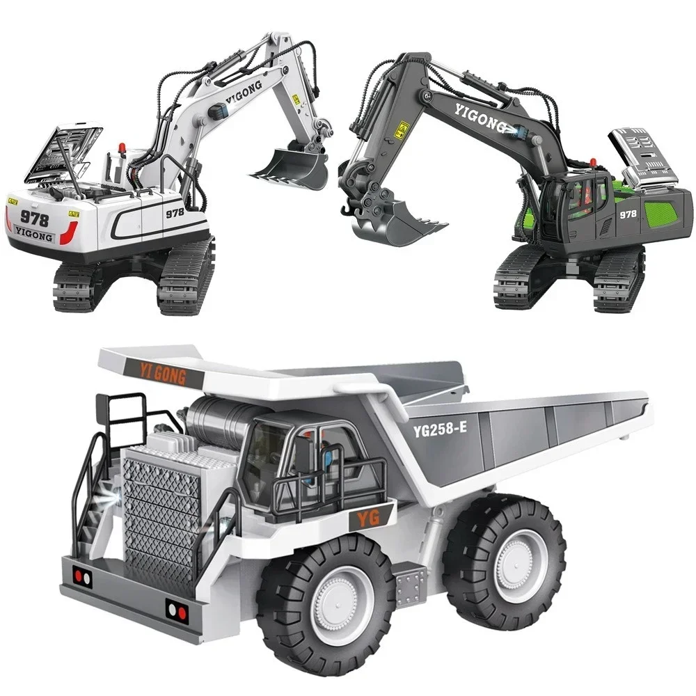 Remote Control Excavator Alloy Remote Control Truck Dump Truck Toy Car Children's Playground Bulldozer Rc Cars for Adults - Image 2