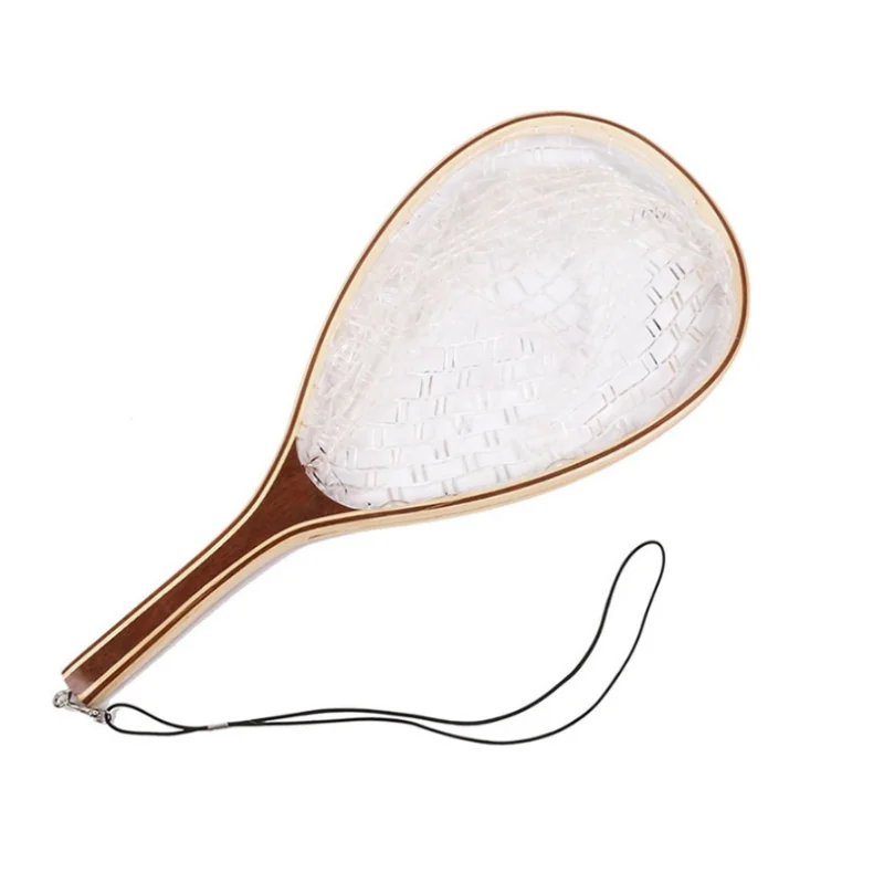 ISURE MARINE Solid Wood Stream Fishing Net Silicone Mesh Anti Odor  Portable Lightweight Fishing Gear River Fishing Tool