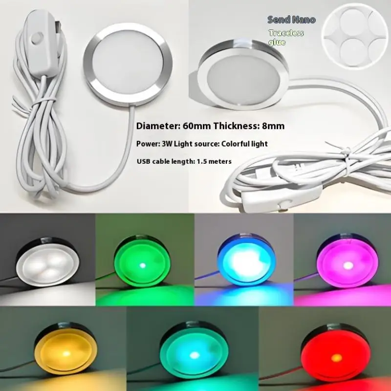 60MM Round USB Circular Wltra-thin Aluminum Alloy Lamp 5V 3D Printer Accessories Led Light Parts DIY Model Warm White/Multicoour