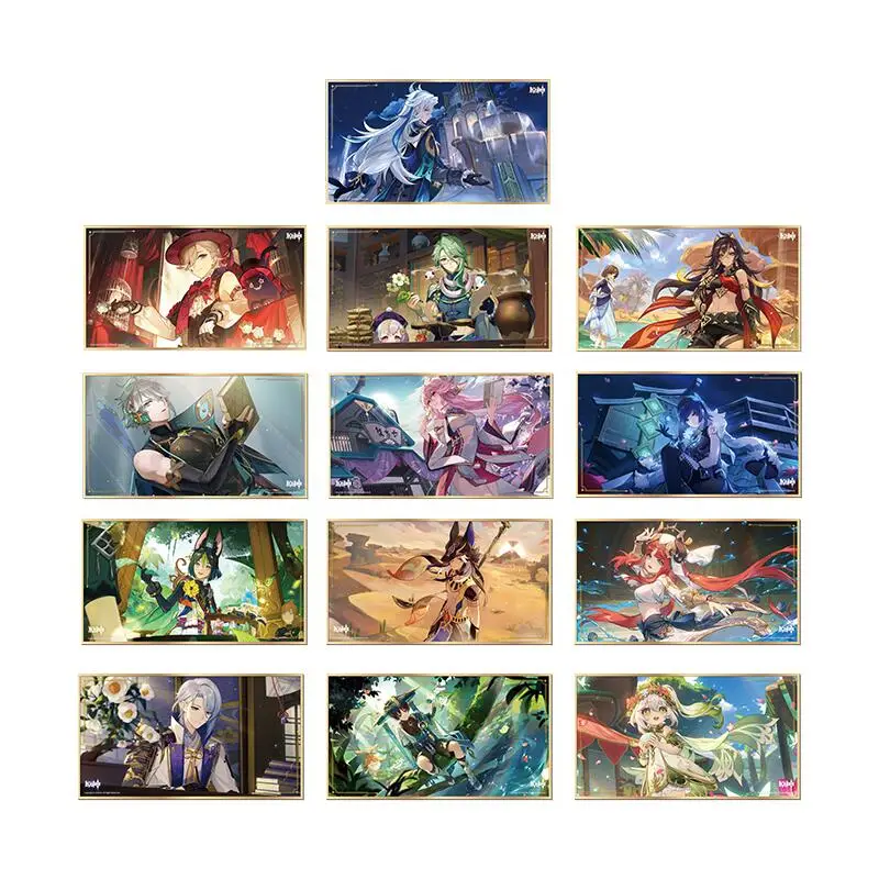 

Genshin Impact Anecdotes Series Desktop Decoration Figures Merch Hot Stamping Colored Paper Decorative Painting