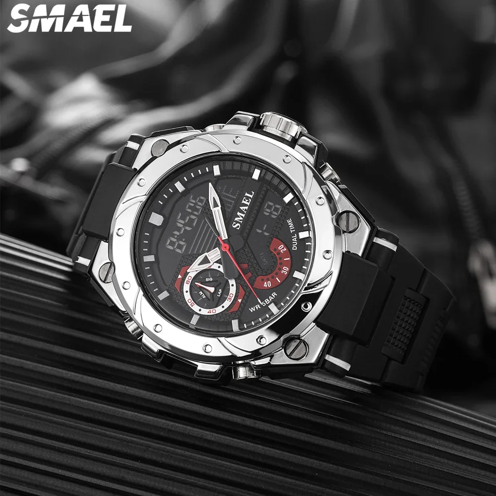 

SMAEL Waterproof Electronic Watch 8060 Fashion Brand Alloy Watch Men's Multi functional Cool Dual Display Outdoor