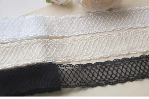 Width:5cm (2 inch) Bilaterally Twined Design  Wavy Lace Cotton Net Embroidered Lace for Handwork clothing DIY (ss-808)