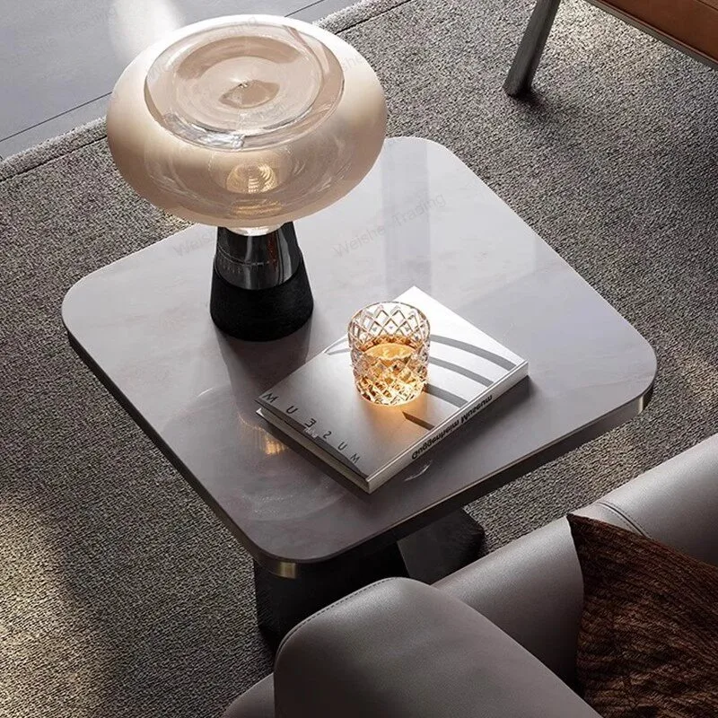 Corner several light luxury walnut villa whole house furniture with natural marble, Italian style side table