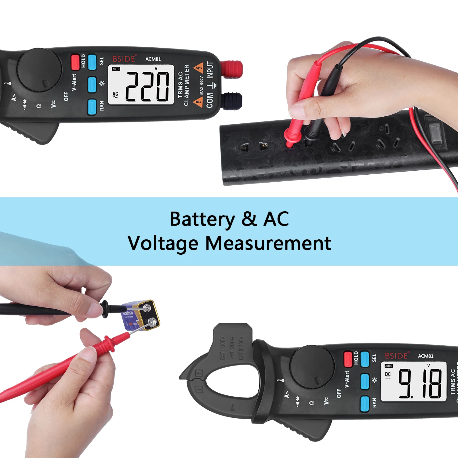 

Digital Clamp Meter 1mA High-Precision Ammeter Pliers True RMS DC AC Current Car Repair Electrical Temp Tester ACM81 ACM91