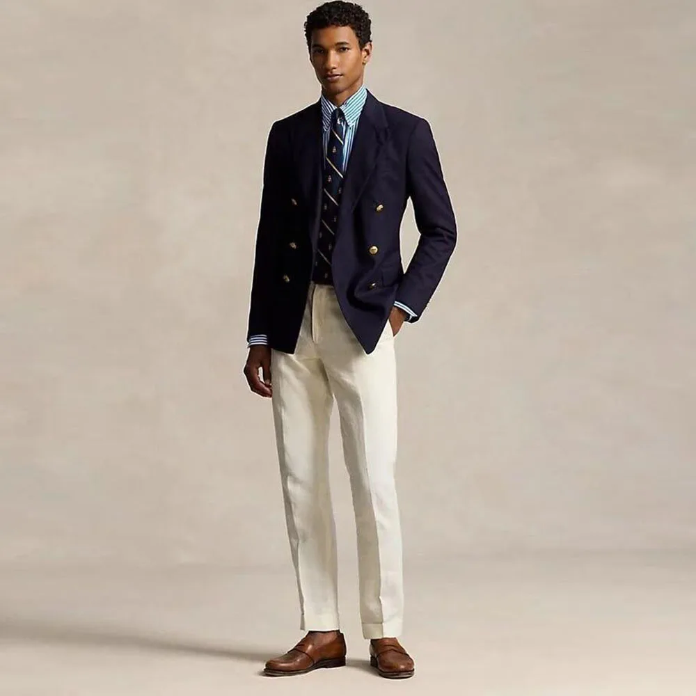 

Stylish Men Suits 2 Pieces Jacket Pant Notch Collar Formal Occasion Double Breasted Customize Male Clothing Stylish 2025