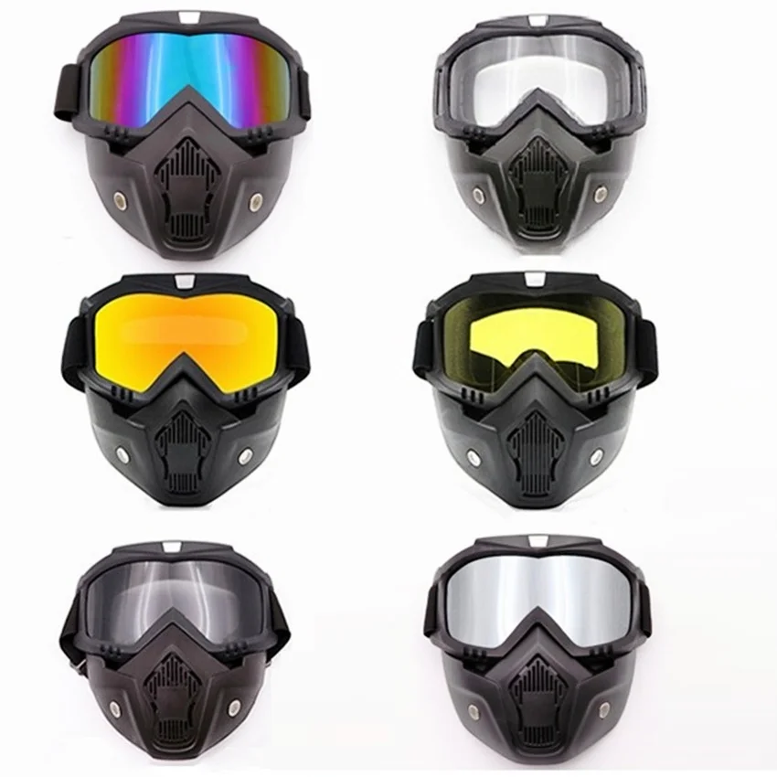 Dust Proof Face Shield MTB Bicycle Goggle Masks PM 2.5 Pollution Cycling Full Face Mask with Anti-UV Glasses Outdoor Ski Goggles