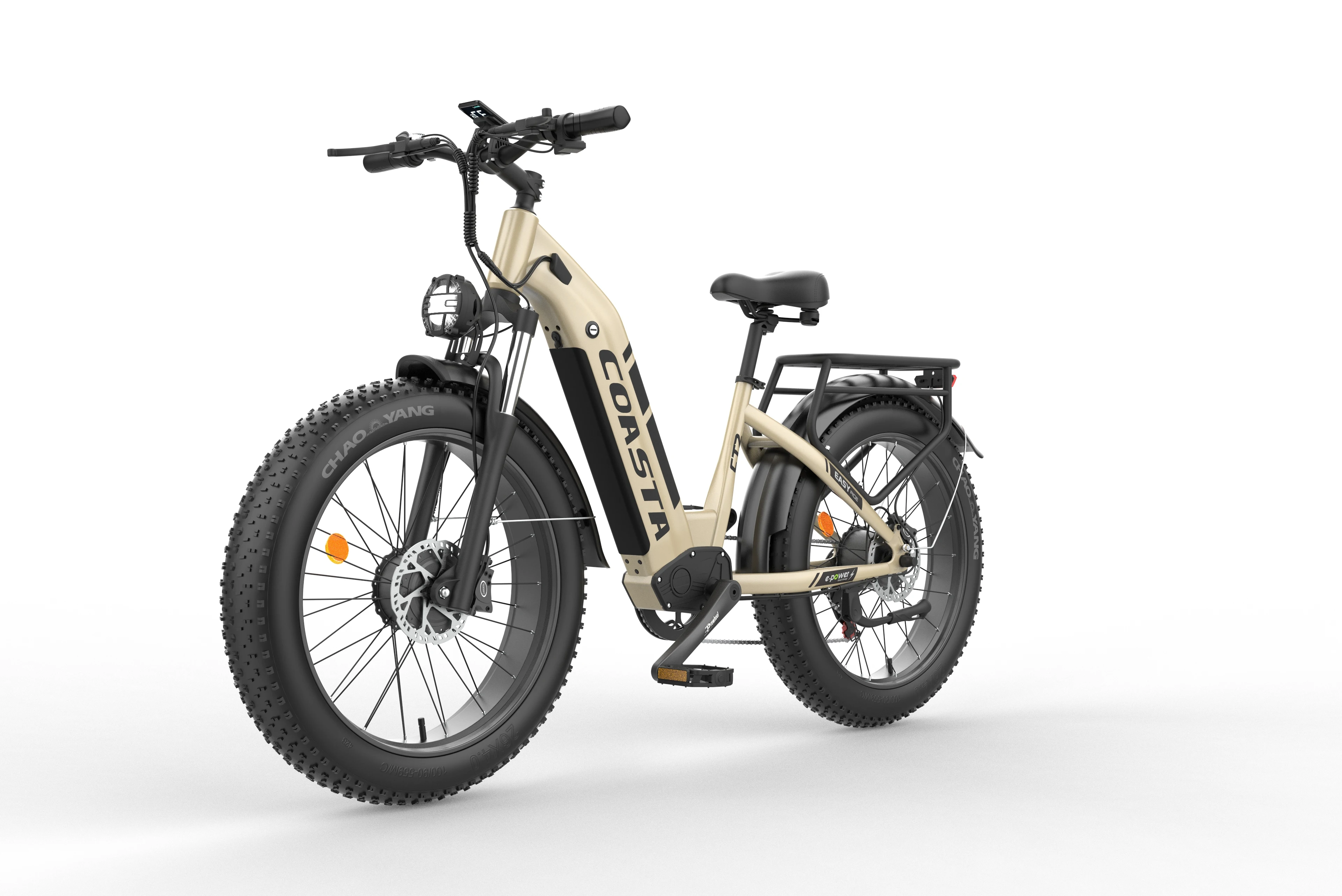 COASTA CT2 26 Inch Dual‑Drive Snow Fat Tire Electric Bike for Adult 155‑190cm Rider,6000W Motor,52V 25Ah Battery,65KM Max Range,Hydraulic Oil Brake,Shimano 7‑Speed,Adjustable Front Fork,IP54 Waterproof,Max Load 180KG,APP&LED Display,UN38.3 UL Certified image 2