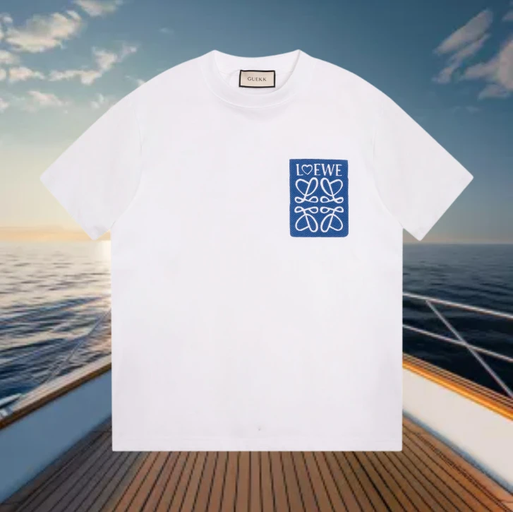 

Printed Color Matching Letters Pure Cotton Men's and Women's Versatile High-end T-shirt Fashion Light Luxury Crew Neck Top