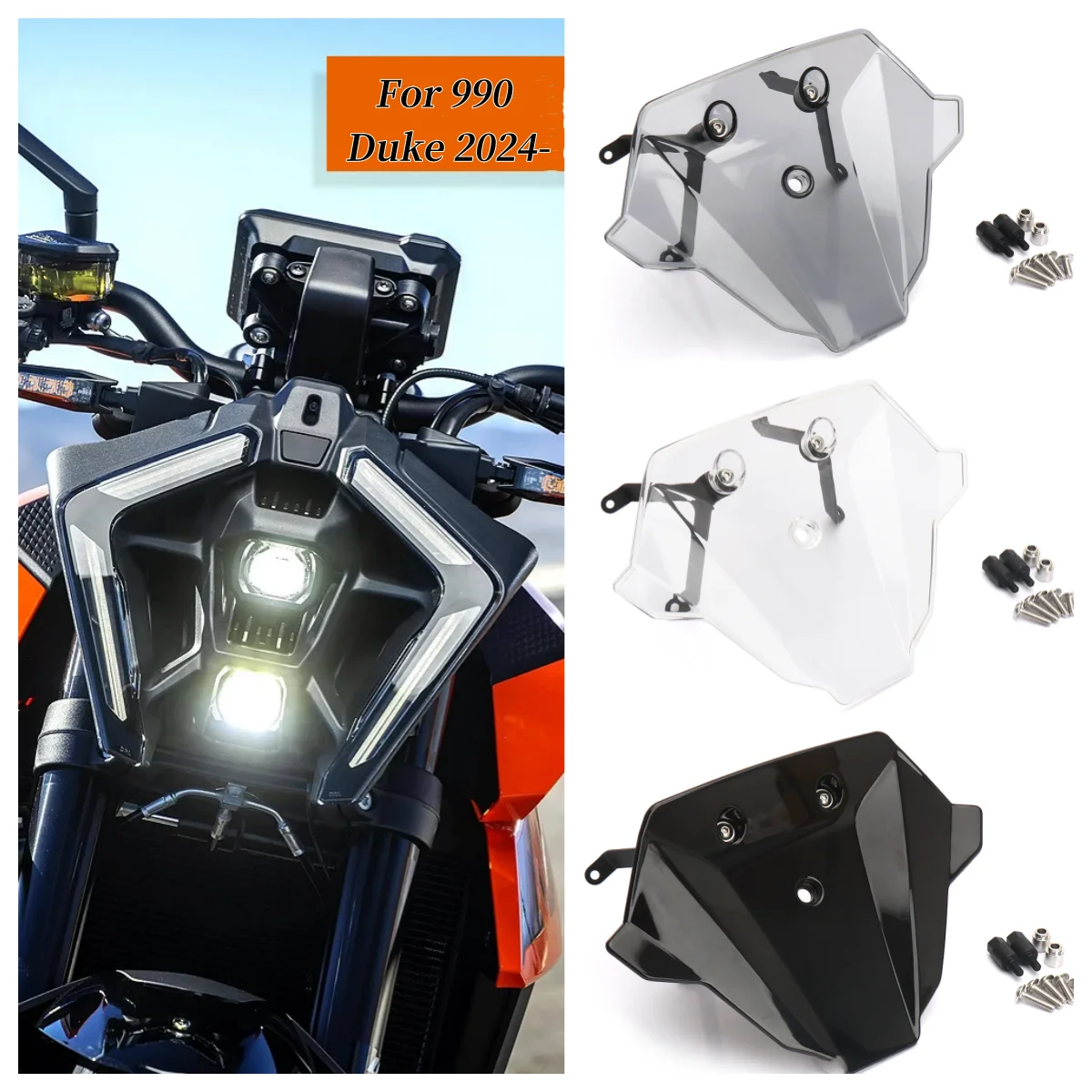 

For KTM 990 Duke 990duke 2024 Motorcycle Acrylic Wind Deflector Windshield Windscreen Front Wind Shield Covers