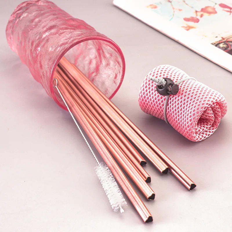 Jenny&Dave 304 stainless steel straw creative romantic pink heart-shaped straw water cup women's milk tea beverage long straw po