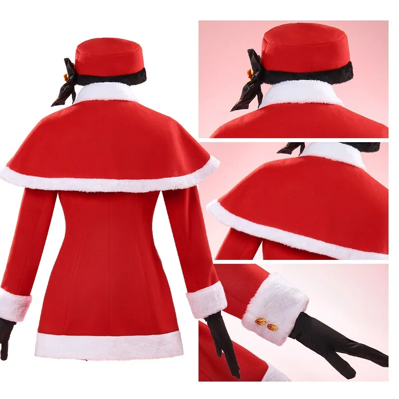 لعبة سومي سيرينا كوسبلاي زي أزرق أرشيف ملابس عيد الميلاد عباءة معطف أحمر مع إكسسوارات مجموعة كاملة لحفلات عيد الميلاد النسائية