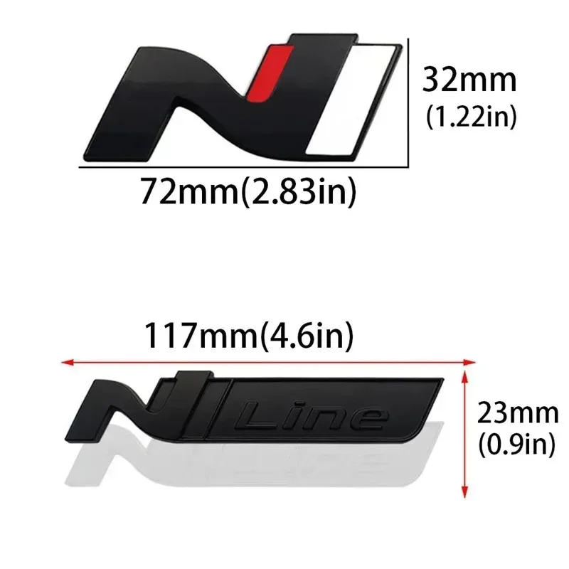 Car Sticker N Line Nline Emblem Badge Decal For Hyundai I20 I30 Kona Tucson Sonata Elantra Veloster Fender Front Grille Logo view 3
