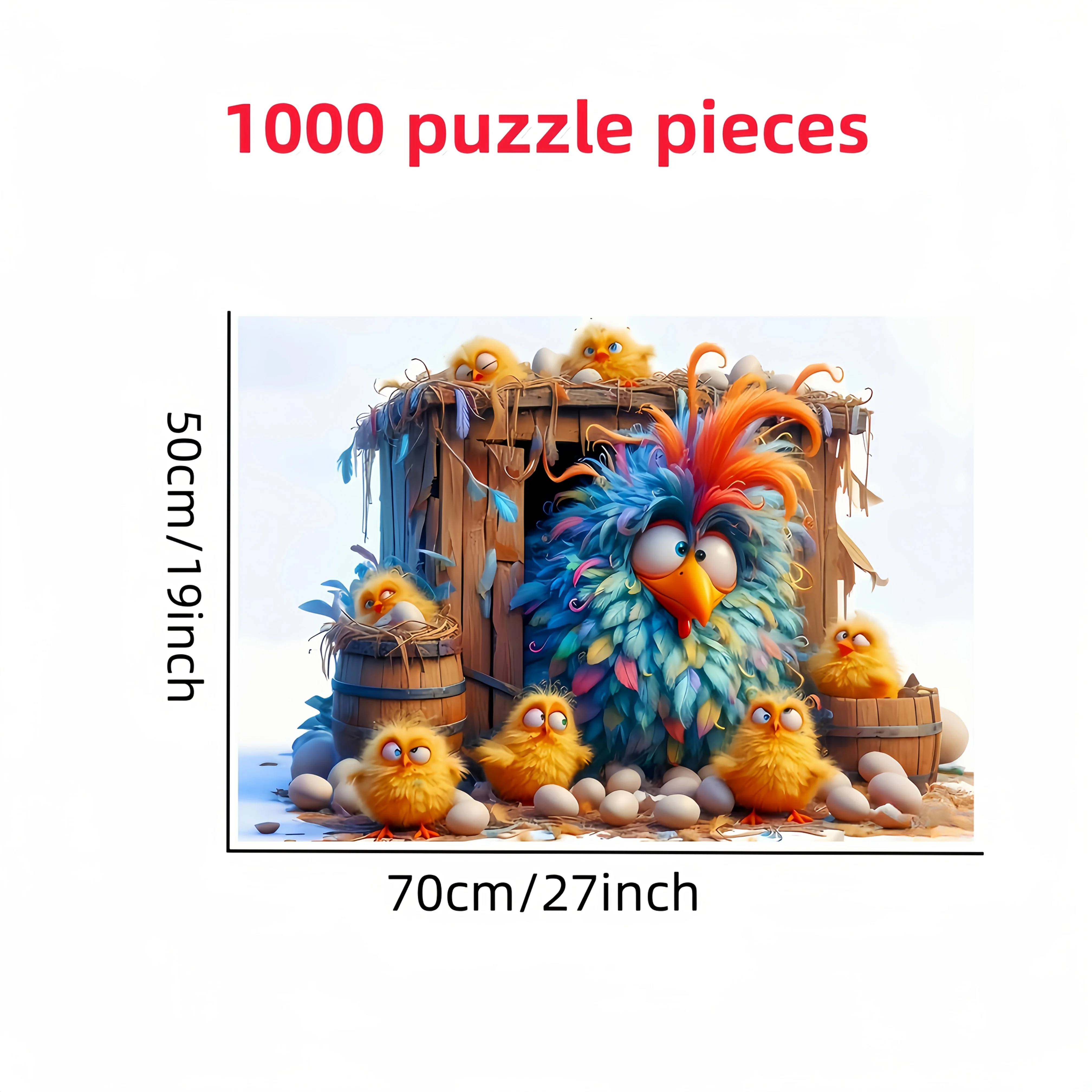 1000 stuks kleurrijke kippuzzel - levendige gemengde kleuren, uitdagend doe-het-zelf intellectueel spel voor volwassenen, familieplezier interactief P