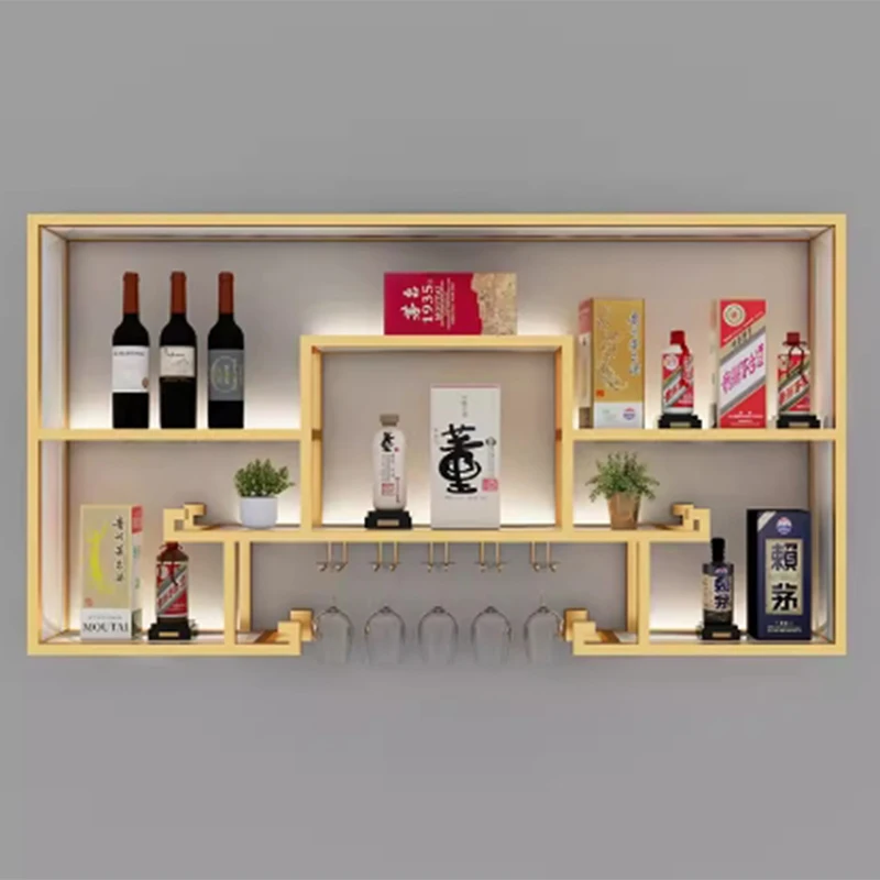 

Metal Storage Club Wine Rack Shelf Whisky Buffet Restaurant Unique Holder Bar Cabinet Shelf Cocktail Mueble Para Vino Furniture