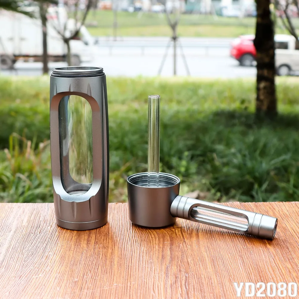 Heiß begehrtes Gras-Rauchpfeifen-Set, tragbare Aluminiumlegierung, Trockenbrennende Glas-Tabakpfeifen, Hookah Shisha Pipa Rauchzubehör – Detail 12