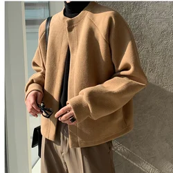 Korean style half zip hooded sweater for men in winter couple's loose trendy brand lazy style sweater casual sweater y2k clothes