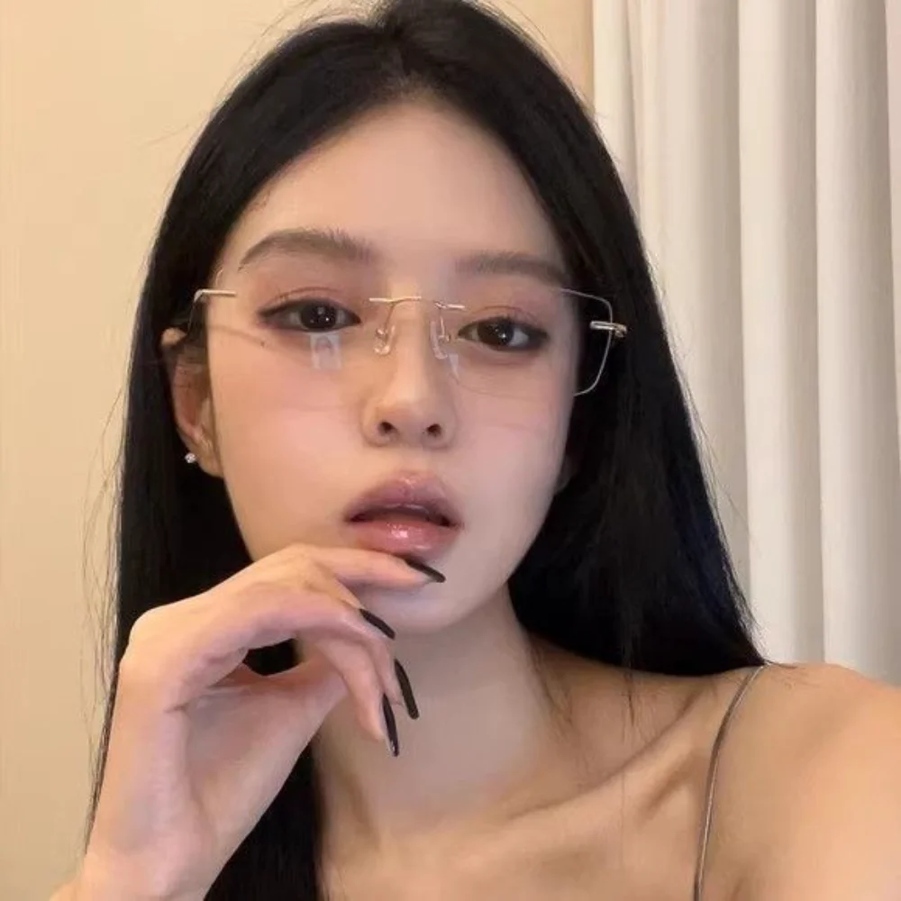 Luxurious Women Myopic Glasses Ultra Light Frameless Glasses Pure Desire Small Square Lens Anti Blue Light Glasse Degree 0~ -600