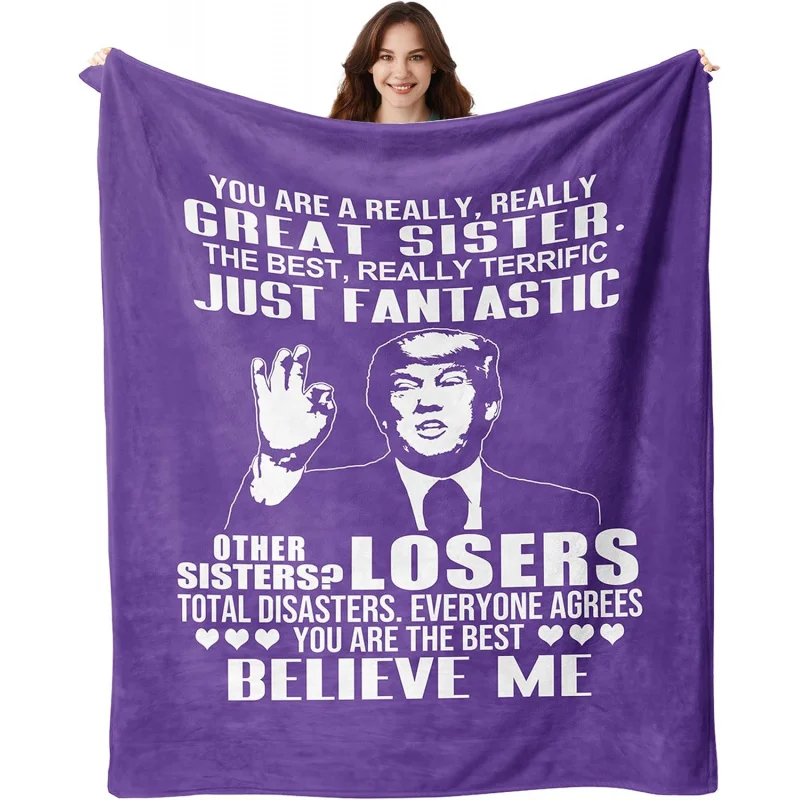 

Birthday Present for Her Sister，Unique Christmas for Sisters，Funny Purple Blanket