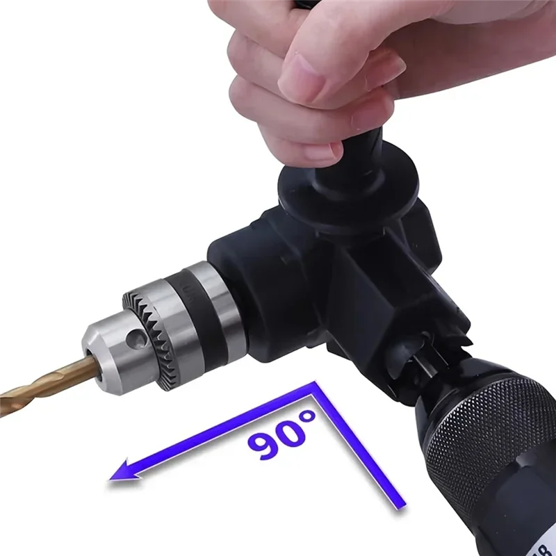 B08B-Adaptador de taladro-ángulo recto 90 ° -Acesorio de esquina de portabrocas con llave para perforar espacios y reparaciones apretadas