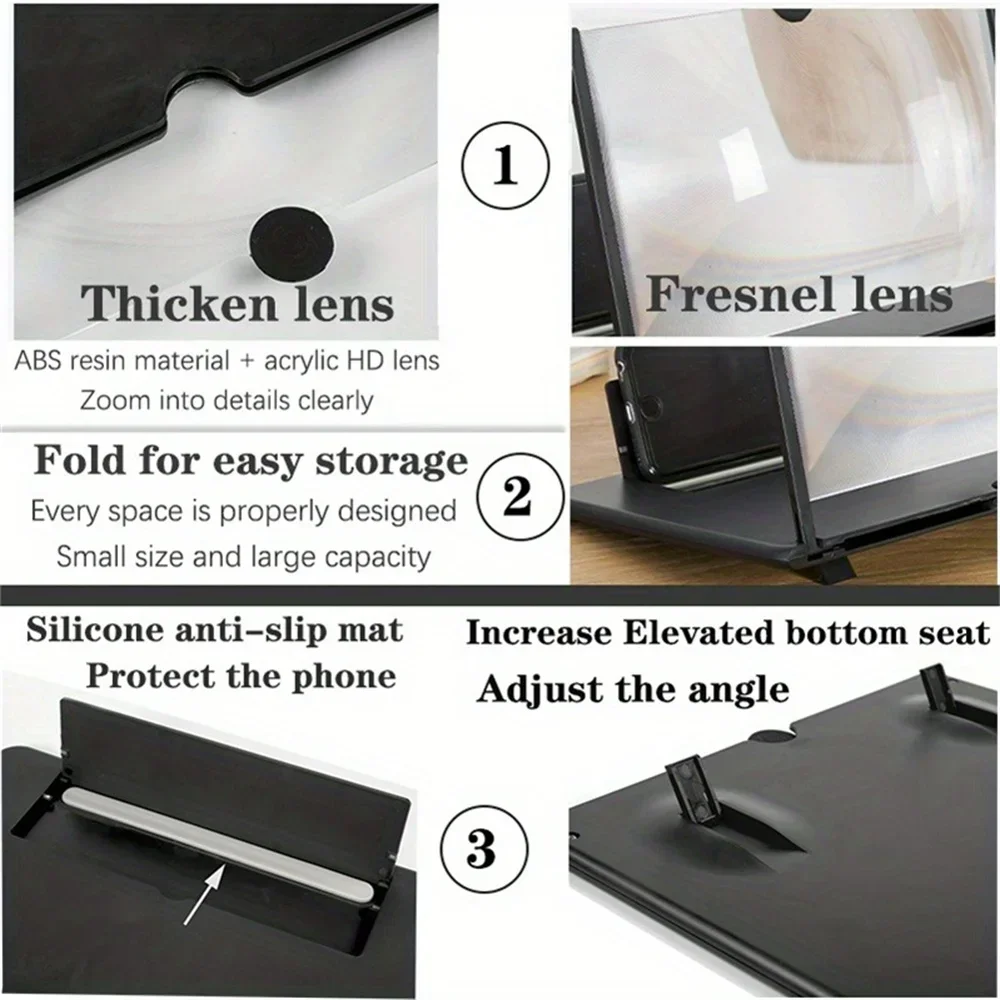 12/10 inch Multi functional HD Mobile Phone Screen Video Magnifier Screen Amplifier For Phone Holder Enlarged Screen Phone Stand image 6