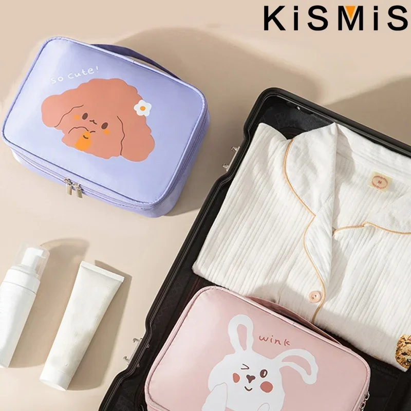 Nuova borsa da viaggio portatile in nylon impermeabile per trucco, con cerniera, organizer cosmetico multifunzionale per pennelli e strumenti