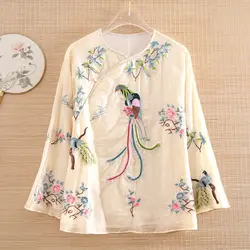 Embroidered Retro Shirt Hanfu Tang Suit Top Exquisite Traditional Chinese Style Clothing Spring Summer Plus Size Blouse Qipao