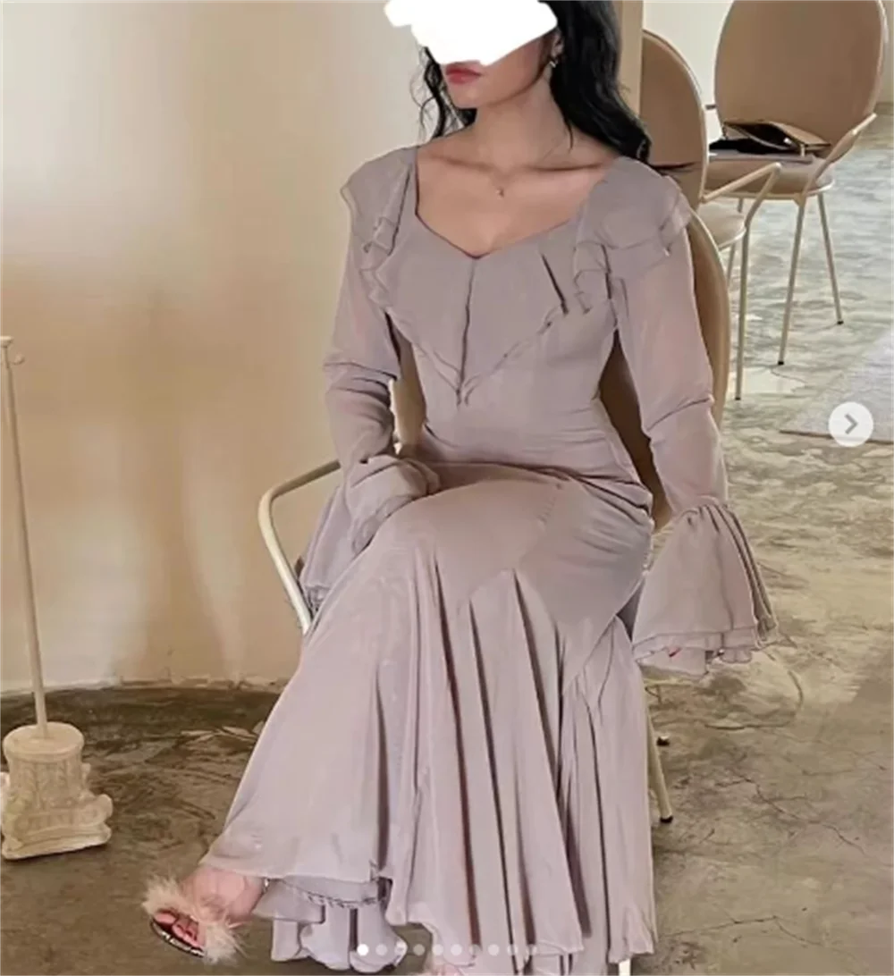 Customized  High Quality Elegant Square A-line Draped Chiffon Formal Occasion Gown vestidos de noche elegantes para mujer 2023