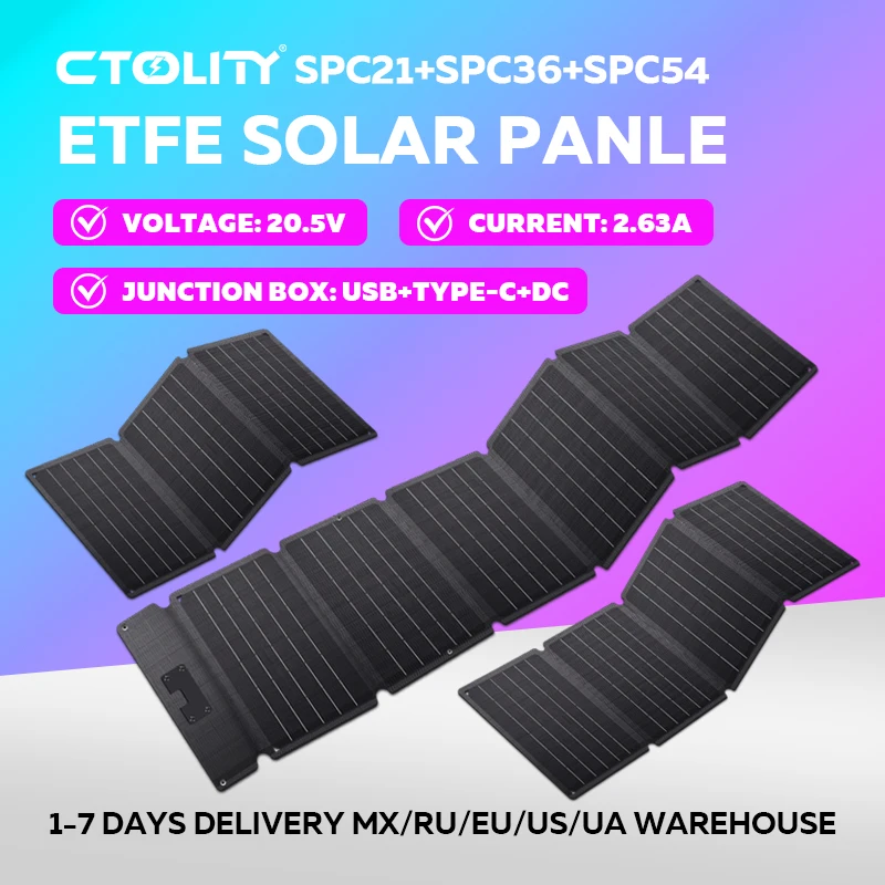 

New Portable Solar Panel 21W 36W 54W Foldable Solar Panels Support 6V 14V 20.5V Compatible with Solar Generators Power Station