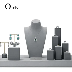 Oirlv Fashion Gray Jewelry Display Set Shops Cabinet Display Props for Necklace Watch Ring Earrings Bangle Decoration Rack