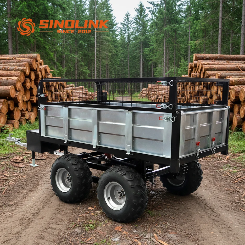 Hydraulic Tipping Steel ATV Dump Trailer 1000KG Capacity Quick Latch Release & Detachable Sides