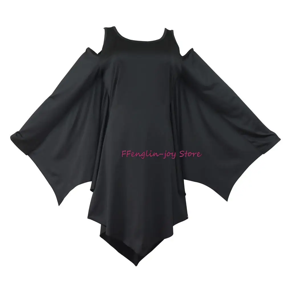 Halloween Female Vampire Bat Cosplay Costume Gothic Long Sleeved Black Dress Adult Children Woman Sexy Carnival Christmas Suit