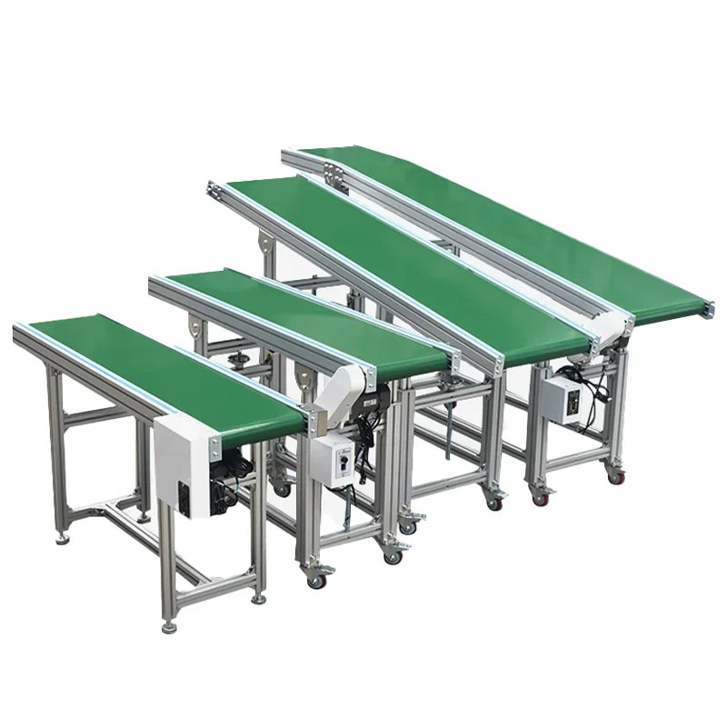 MINSEN Conveyor Belt Mini Automatic Conveyors Durable Industrial Flat Belt Conveyor Green PVC For Small Business