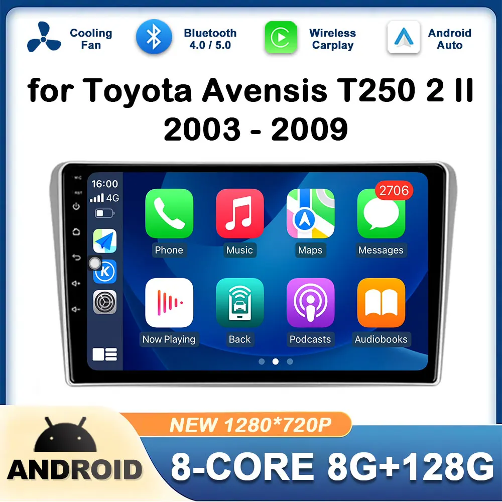 

Car Radio Audio Player for Toyota Avensis T250 2 II 2003 2004 - 2009 Wireless Carplay DSP Stereo GPS Navi Head Unit Accessories