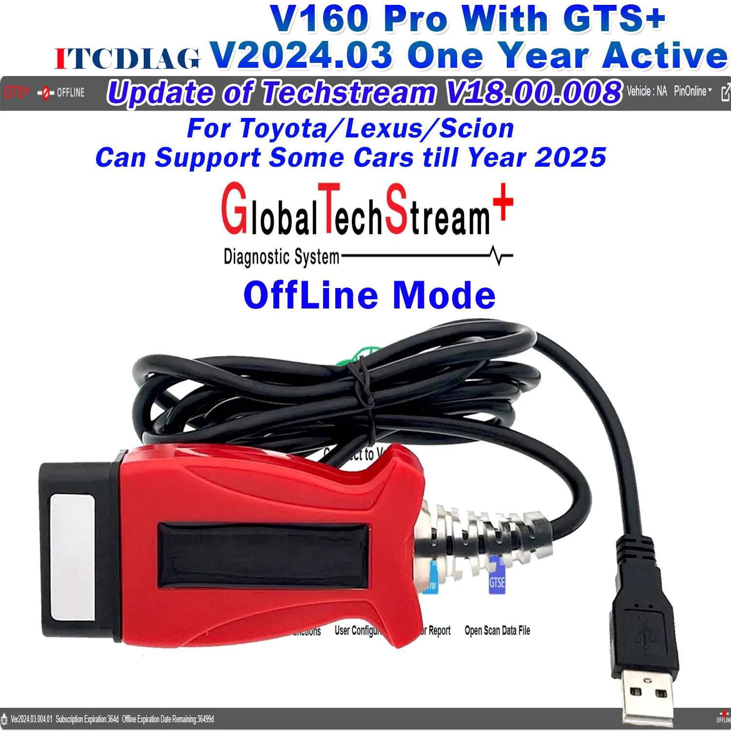 V160 and GTS+ Global Techstream + V2024.03 for Toyota/ Lexus/ SCION GTS Update of Techstream V18.00.008 for Cars till Year 2025