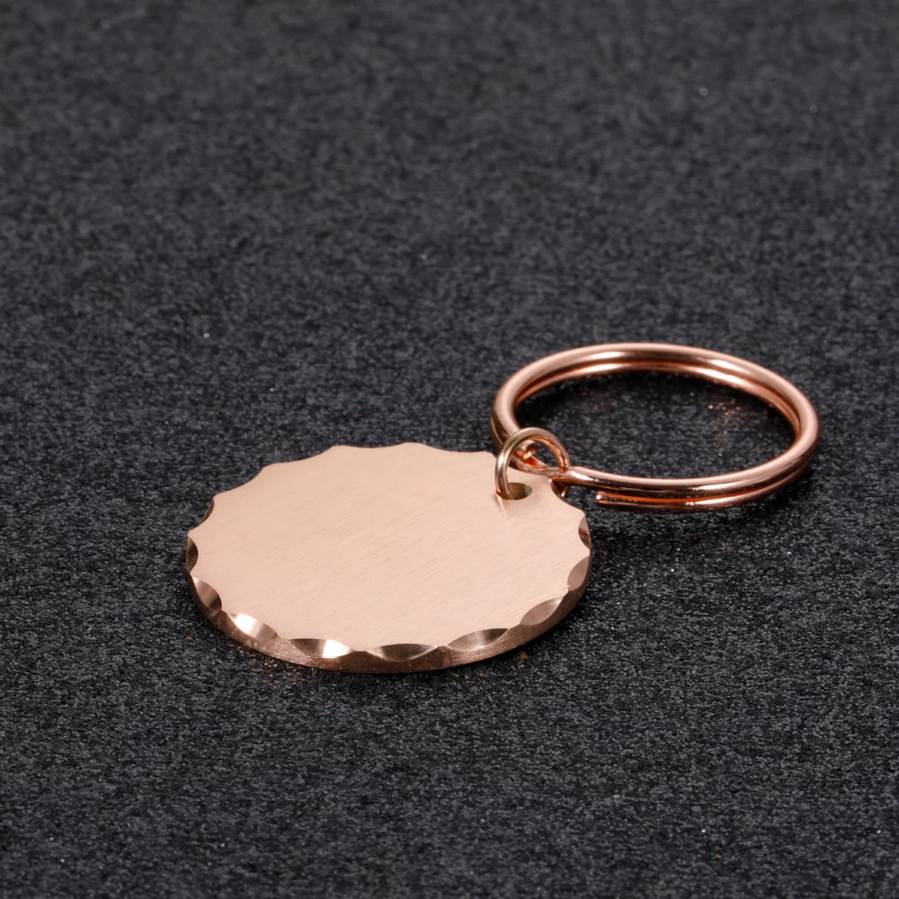 600 pcs Embossing Round Keychain Pet ID Tag Anti-lost Personalized Cat Puppy Collar Accessories Custom Plate Key Chain Ring