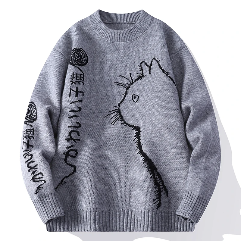 Pull Homme 2026 New Fall Winter High End Japanese Style Sweater Man Clothes Soft Warm Pullover Men Hip Hop Printed Sweaters Male