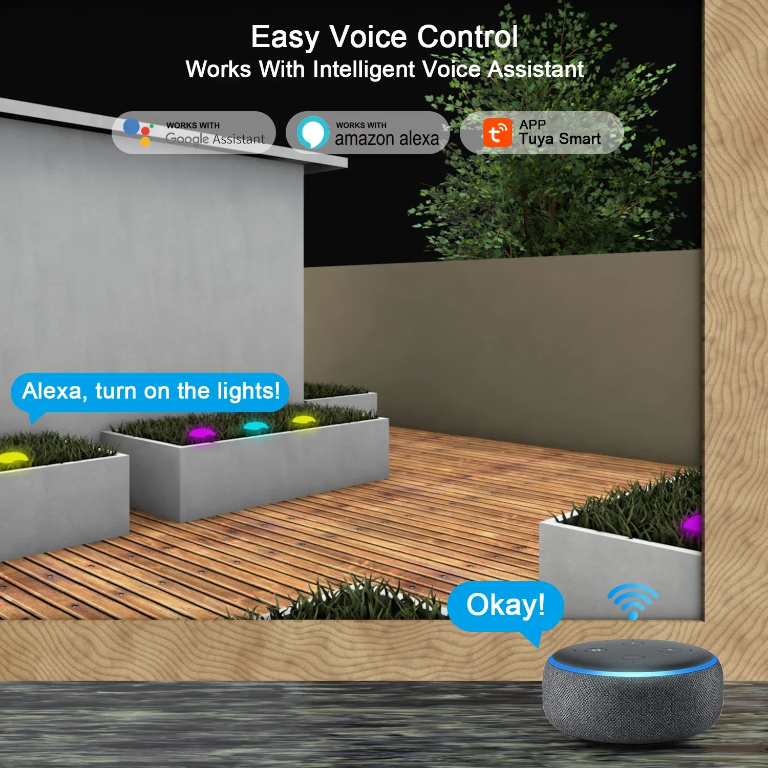 USB Tuya Wifi 10M 20 lampadine Magic Color RGB LED Light String Voice APP Control per Outdoor Ground Garden Lawn Christmas Decor