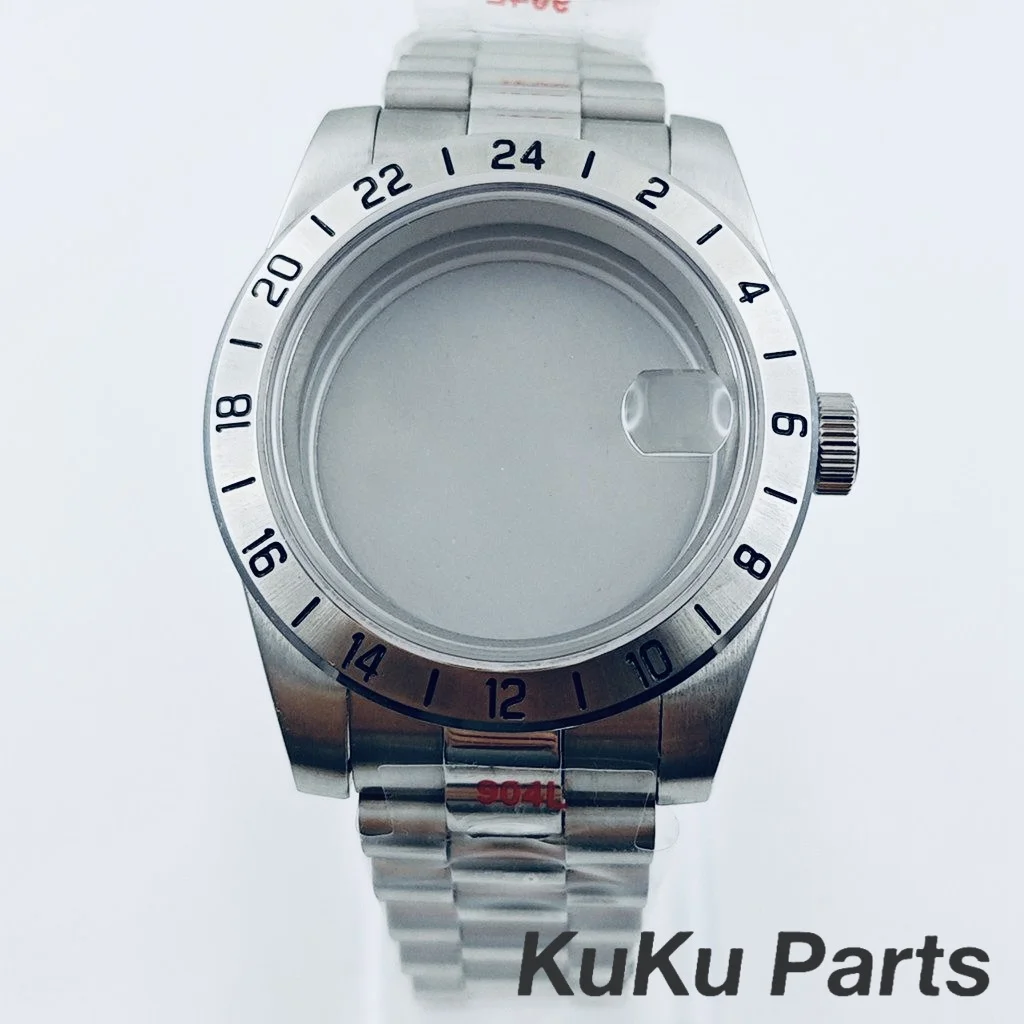 nh35-39mm-プレジデンシャルブレスレット-gmt-スチールベゼル-サファイアクリスタル-防水時計ケース-nh34-nh35-nh36-nh38-eta2824-ムーブメント用