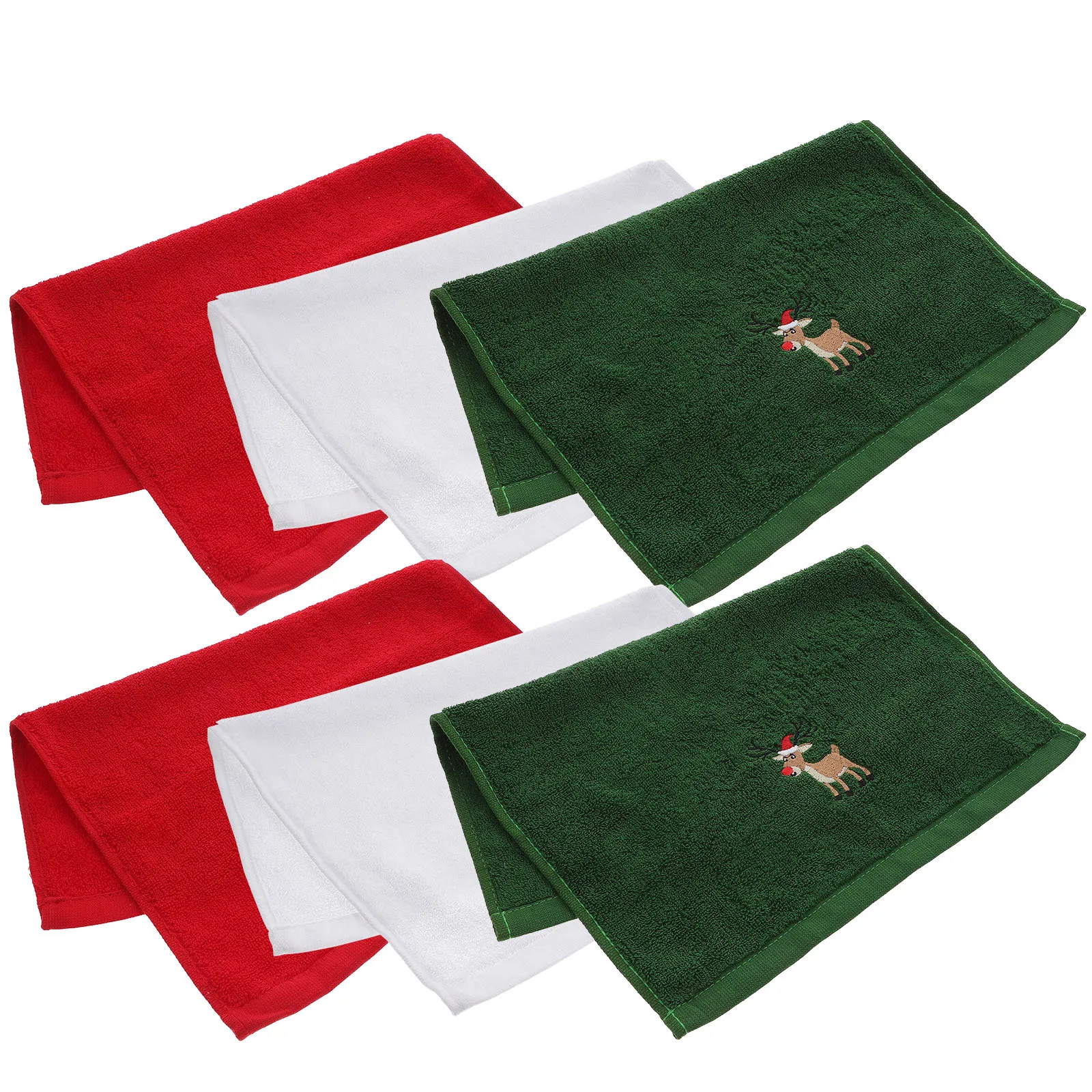 

6pcs Christmas Face Towels Cotton Washcloths Xmas Facial Towel Water Absorption Soft Skin-Friendly Bathroom Household