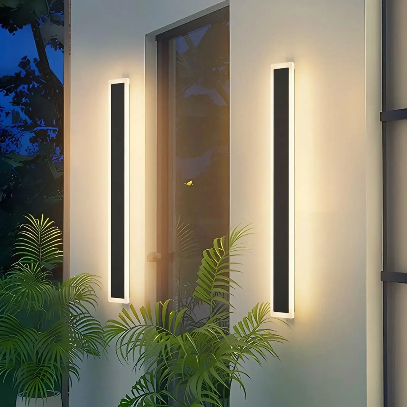 

Aipsun Outdoor Wall Lights Black Long Exterior Linear Lighting for Garage House Porch Exterior Mount Strip Lighting