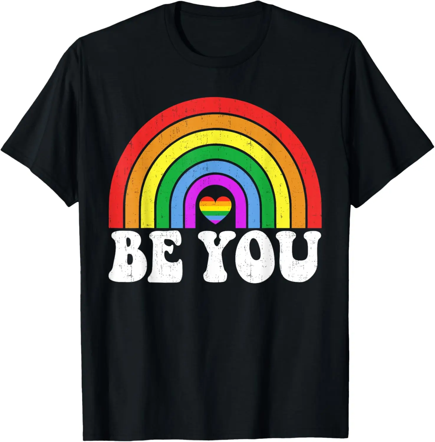 

Футболка Be You Retro Rainbow LGBTQ Pride с рисунком, мягкая хлопковая футболка для мужчин и женщин