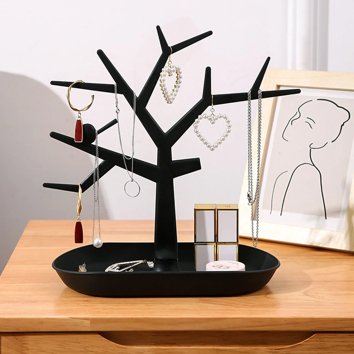 Plastic Stand for Earrings Pendants Bracelets Jewelry Rotatable Display Stud Earrings Holder Jewellery Rack Storage Small Shelf
