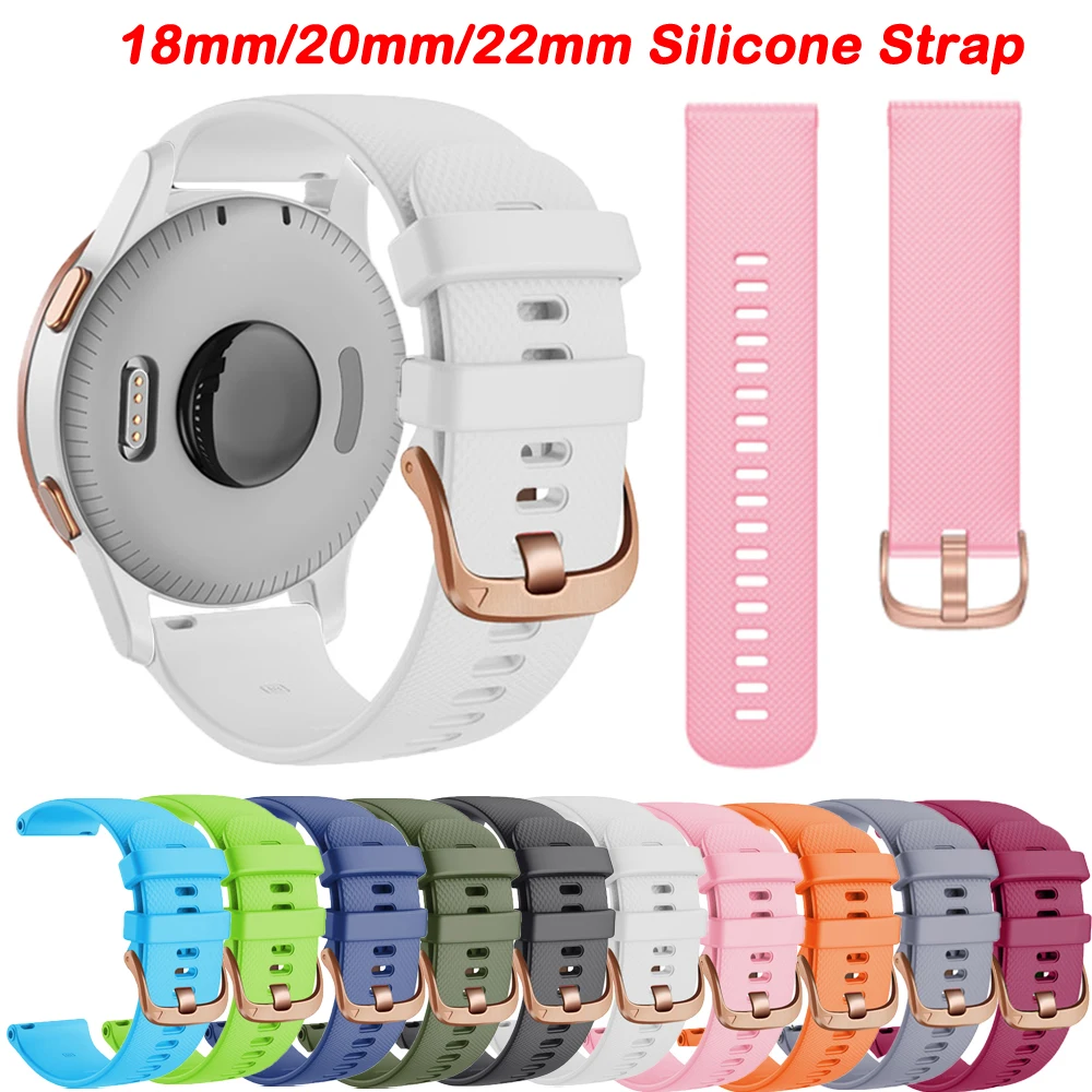 18 20 22mm Silicone Strap For Garmin Vivoactive 4S 3 4 5 Venu SQ Smart Watch Band For Huawei GT 4 3 2 Amazfit GTS4 Mini Bracelet