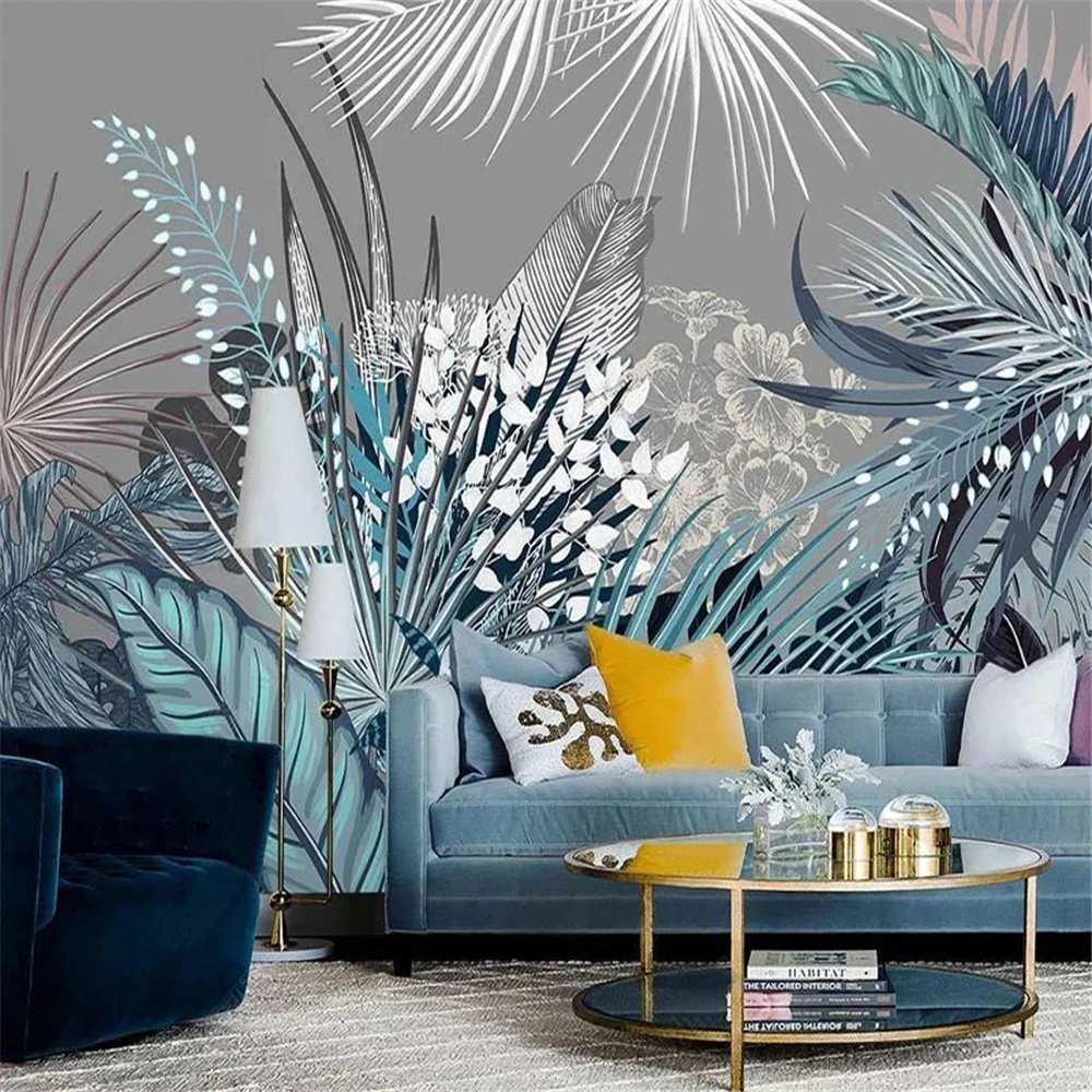 

Custom 3D Wall paper living room Mural Nordic Retro Tropical Plant Palm Leaf Southeast Asian TV Background Wallpaper for walls