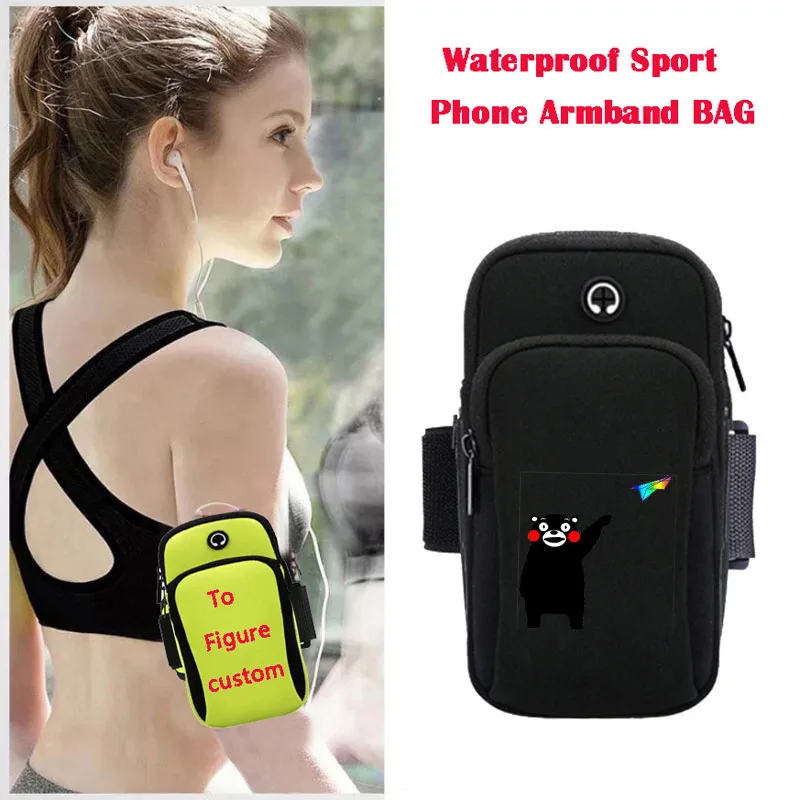 Unisex Sport Arm package Running Jogging Gym Arm Band Mobile Bag Case Cover Holder For anime Kumamon  Cartoon Arm Bag