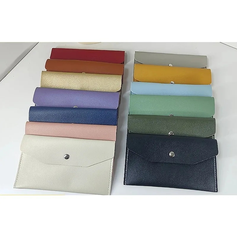 PU Leather Cash Envelope Wallet, Reusable Cash Envelope Wallet for Money Distribution, Minimalist Solid Color Long Wallet
