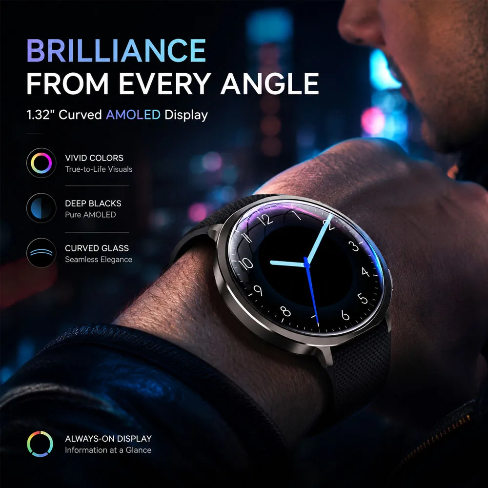 New Smart Watch Tracking Fitness Voice Assistant IP68 Waterproof Flashlight Health Round Curved Screen  Smartwatch Men Women view 3