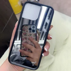 Wildflower Luxury Plating Make Up Mirror Phone Case for iPhone 17 16 15 14 13 12 Pro Max Plus WF Soft Edged Shockproof Back